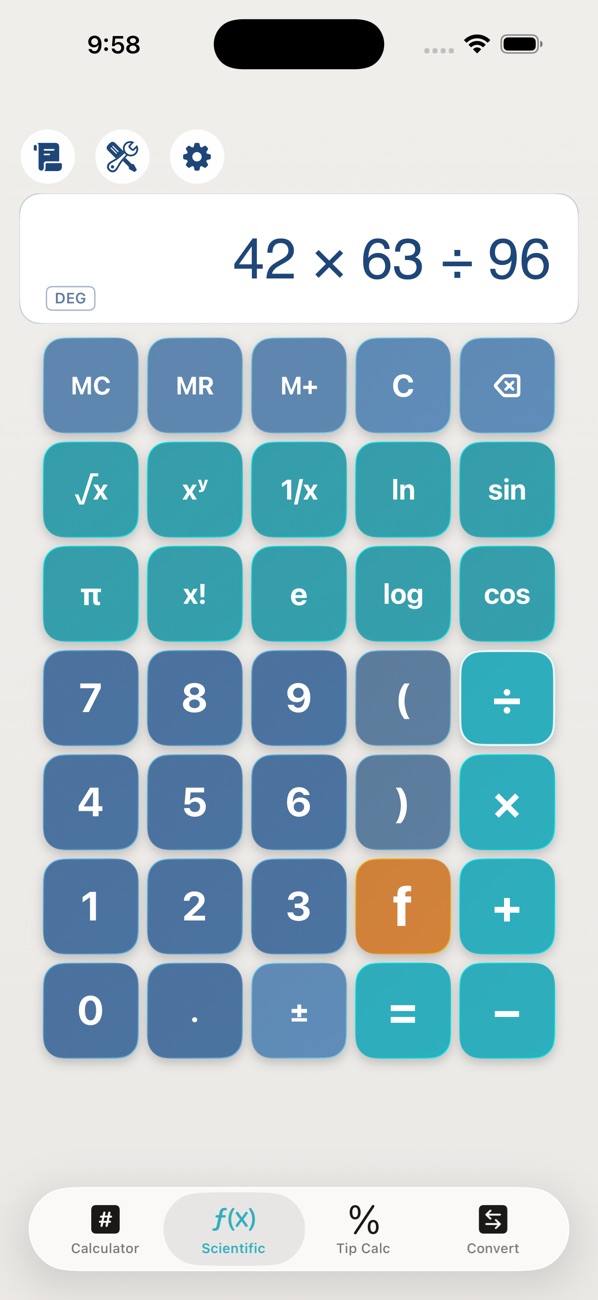 Mathintosh scientific calculator mode