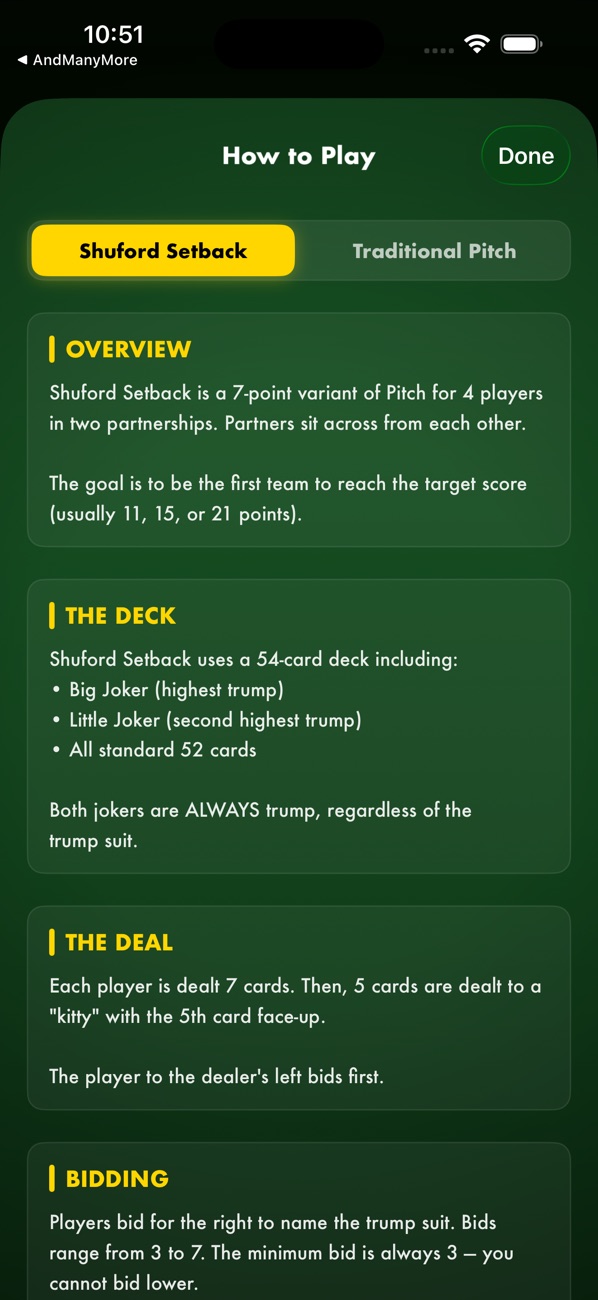 Setback how-to-play rules for Shuford Setback and Traditional Pitch