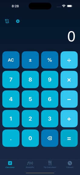luminosity theme in simple calculator mode