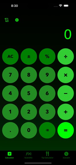 neo theme in simple calculator mode