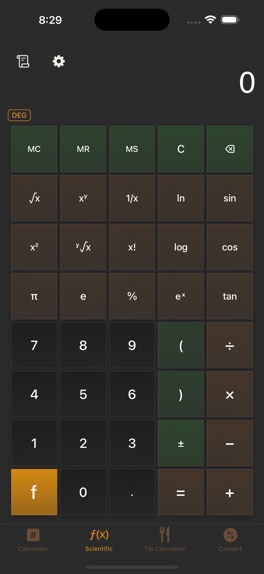 retrocalc theme in scientific mode